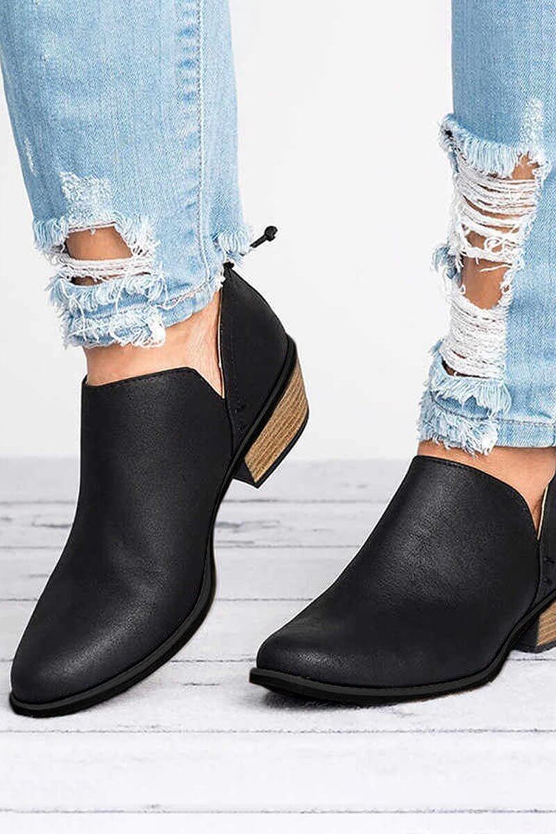 Edith® | Essential PU leather flat short boot