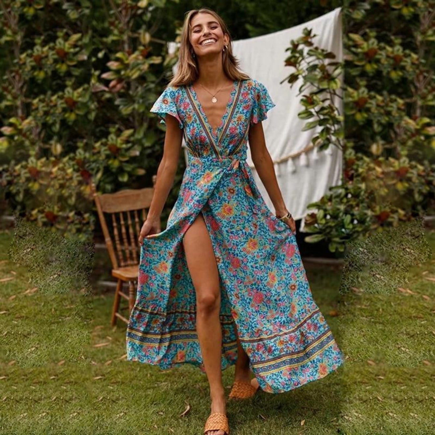 Carmen® | Women's V-neck floral print maxi dress