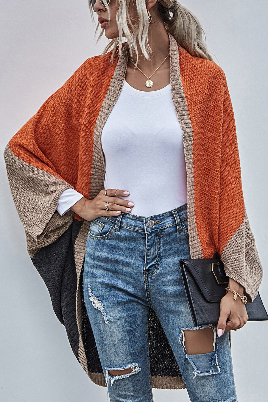 Ariadna® | Bohemian color block cardigan with wide sleeves
