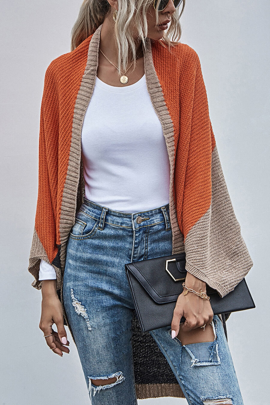 Ariadna® | Bohemian color block cardigan with wide sleeves
