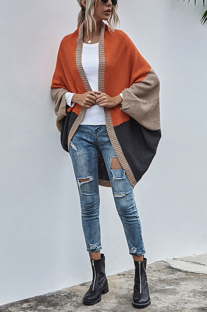 Ariadna® | Bohemian color block cardigan with wide sleeves