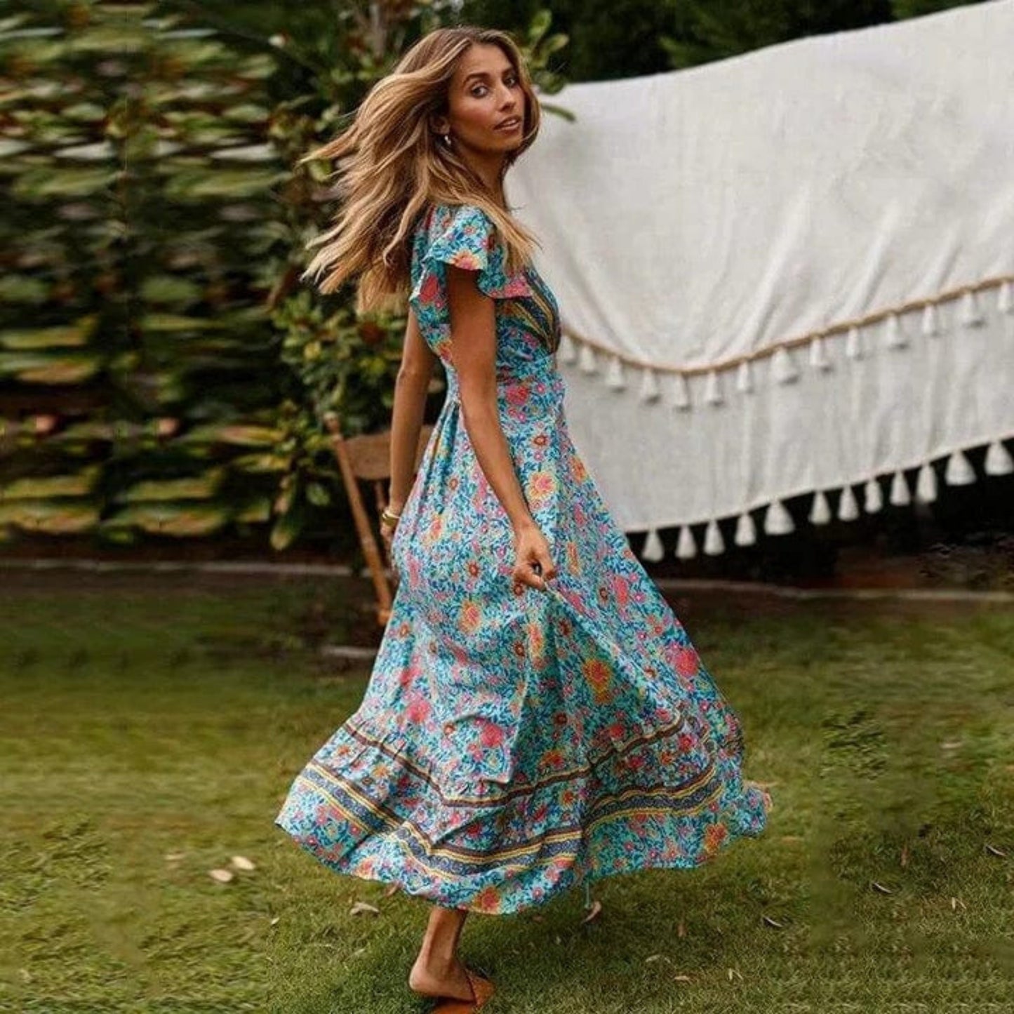 Carmen® | Women's V-neck floral print maxi dress