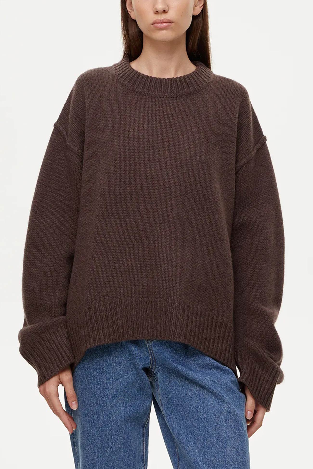 Carmen® | Round Neck Solid Color Pullover Sweater