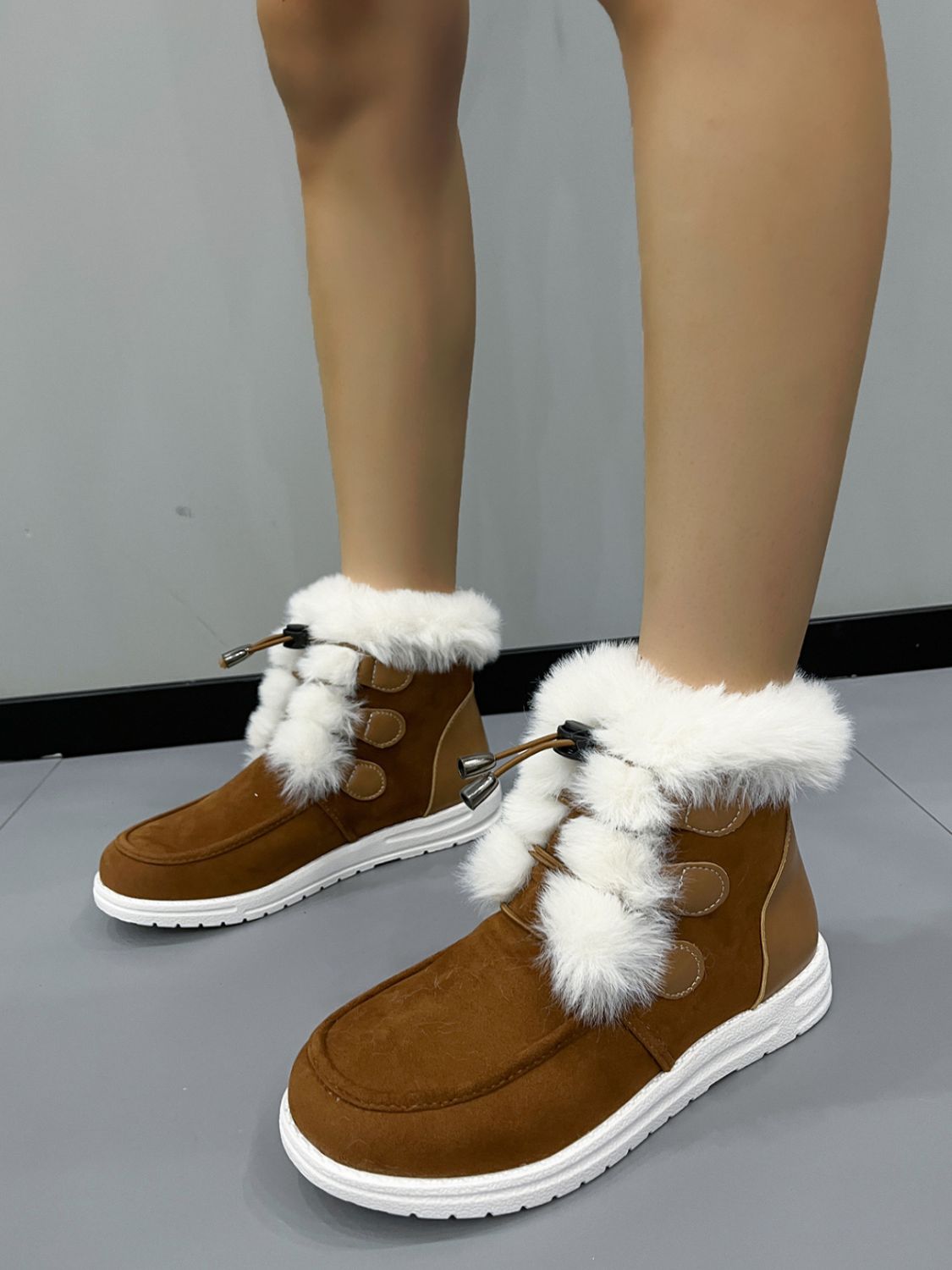 Dolores® | Suede round toe boots with plush detail