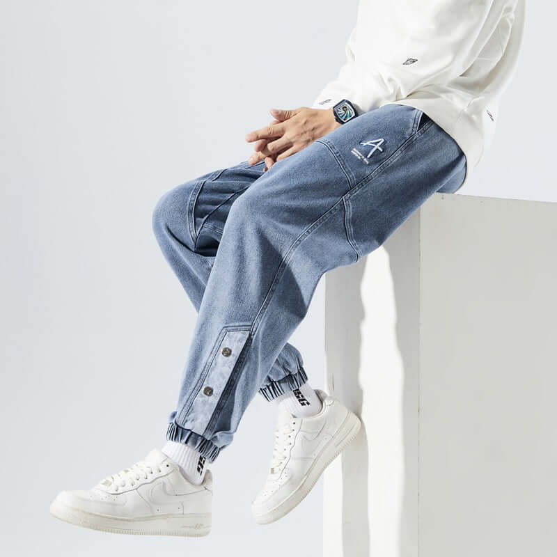 Men’s Jogger Pants – Relaxed Fit – Denim Style – Drawstring Waist – Elastic Cuffs
