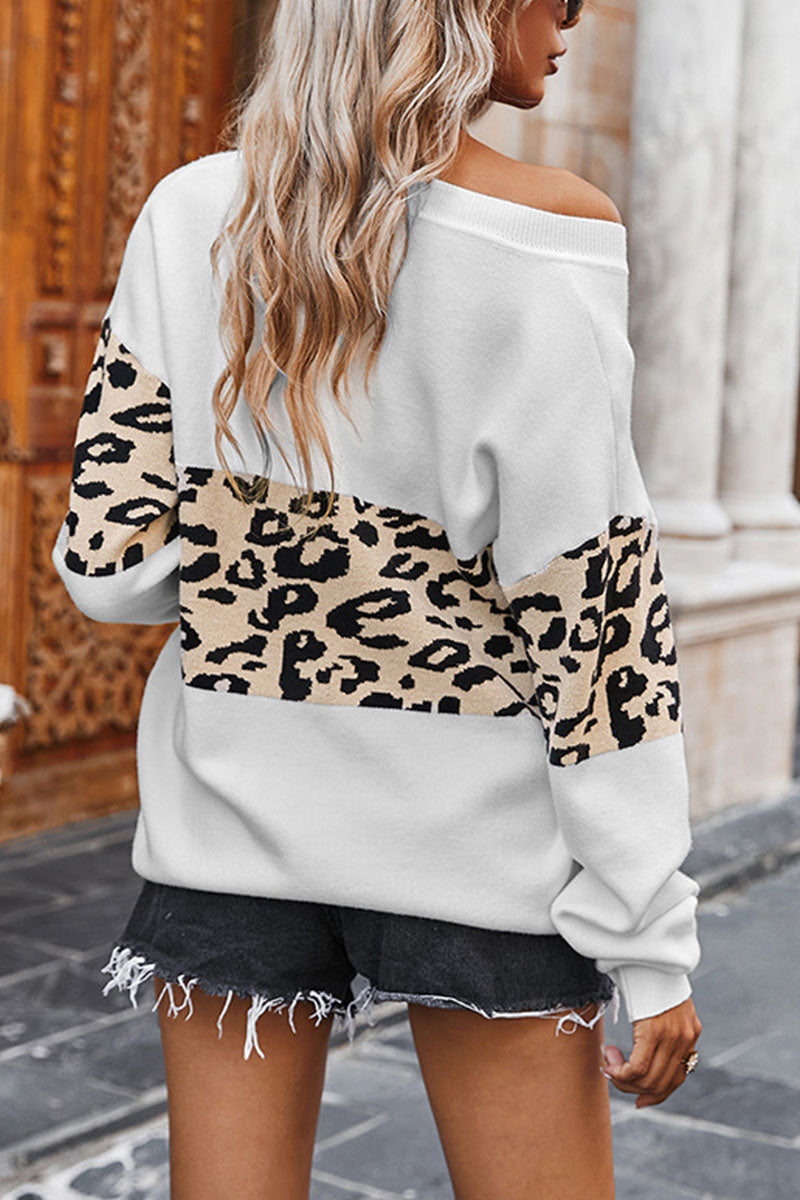 Angeline's® | Fashion street leopard patchwork V-neck tops