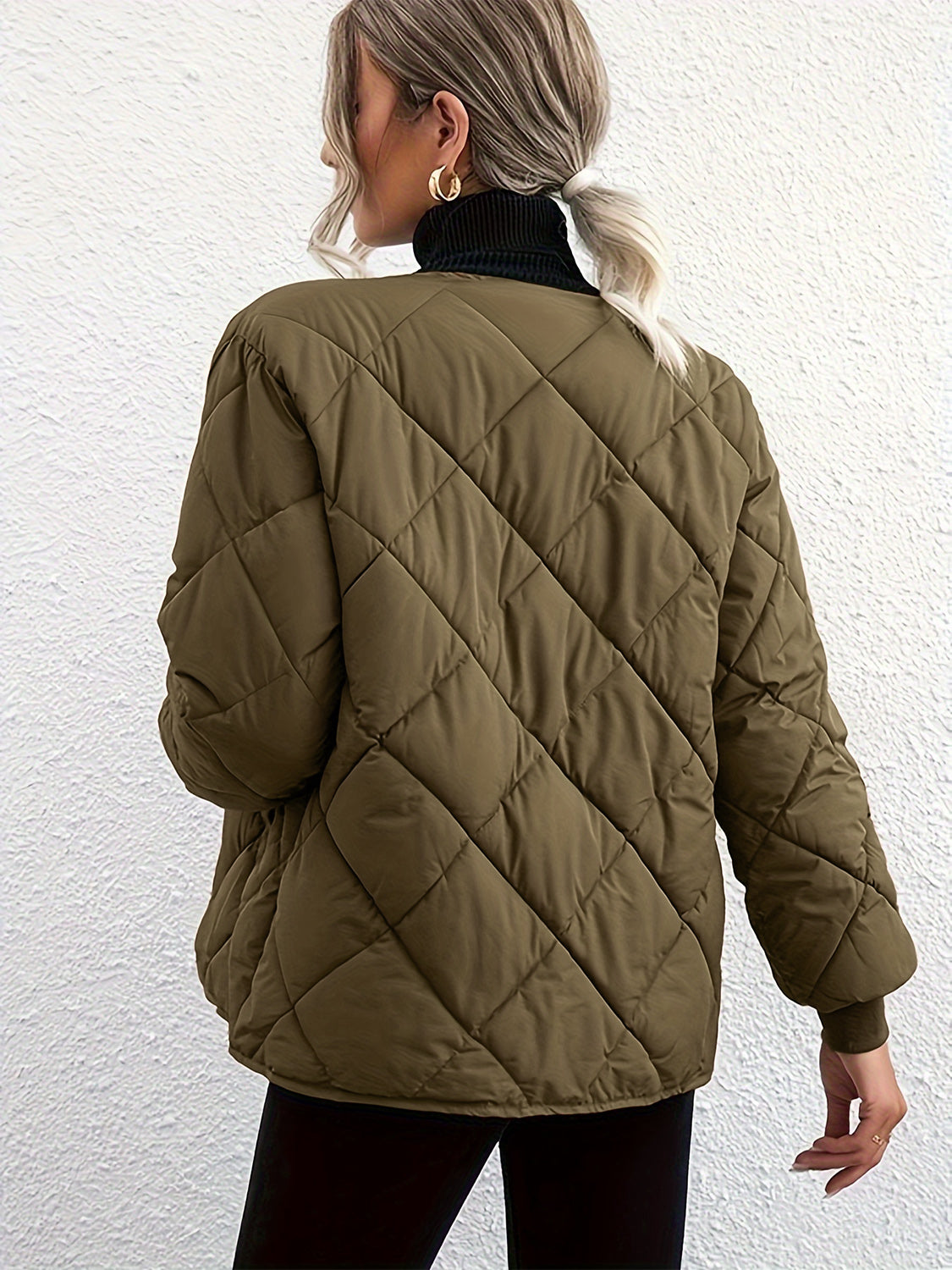 Antonella® | Long sleeve winter coat with bubble structure and snap buttons
