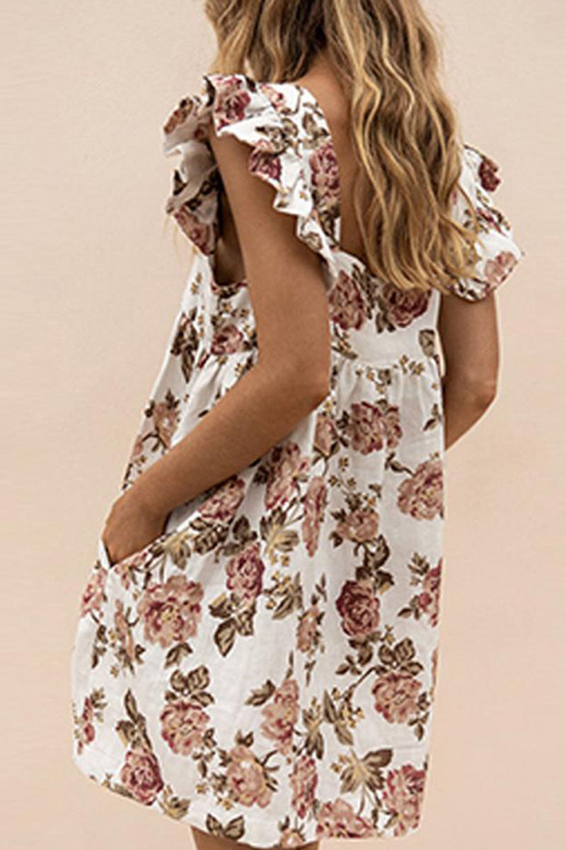 Casandra® | Princess dress with patchwork print and square collar