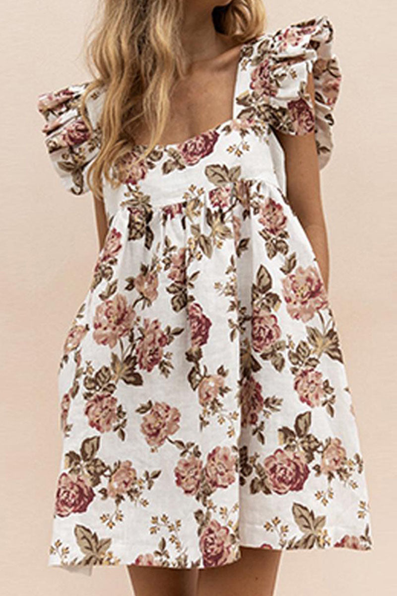 Casandra® | Princess dress with patchwork print and square collar