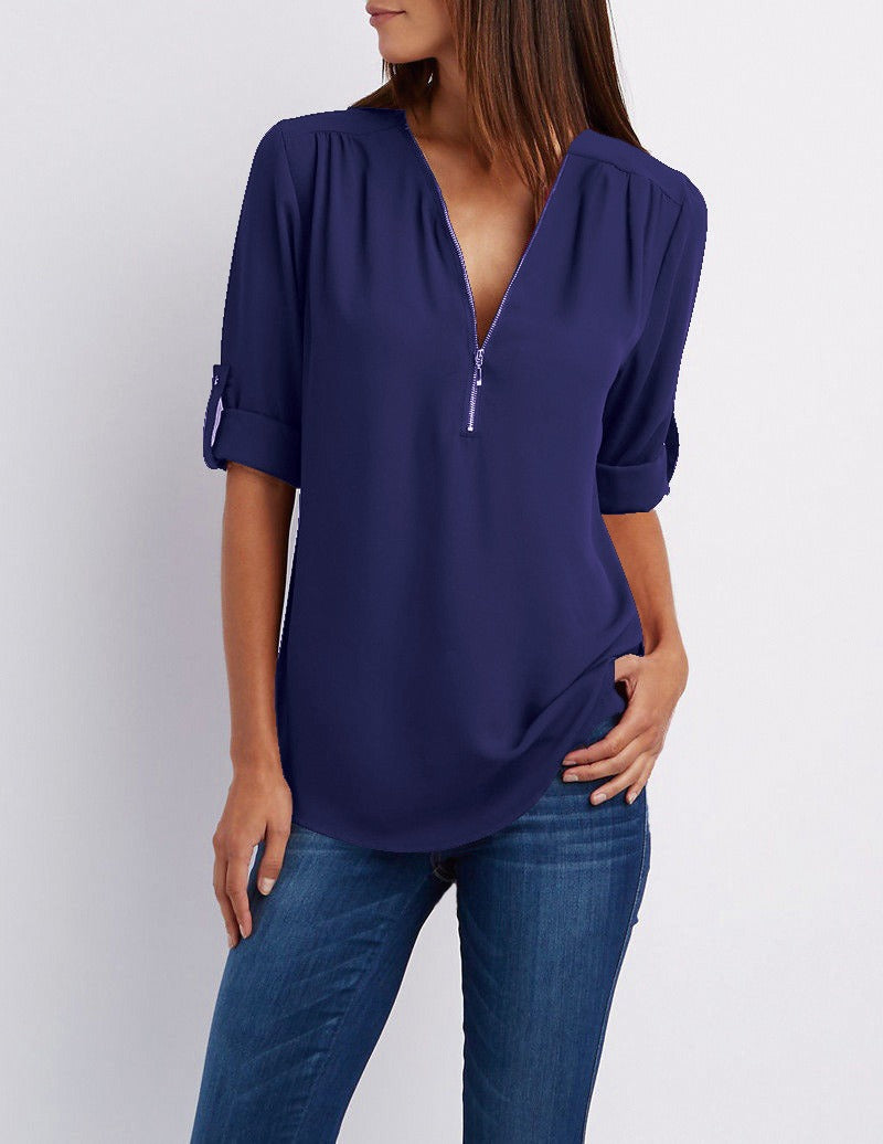 Breanna® | Chiffon Blouse With Zipper