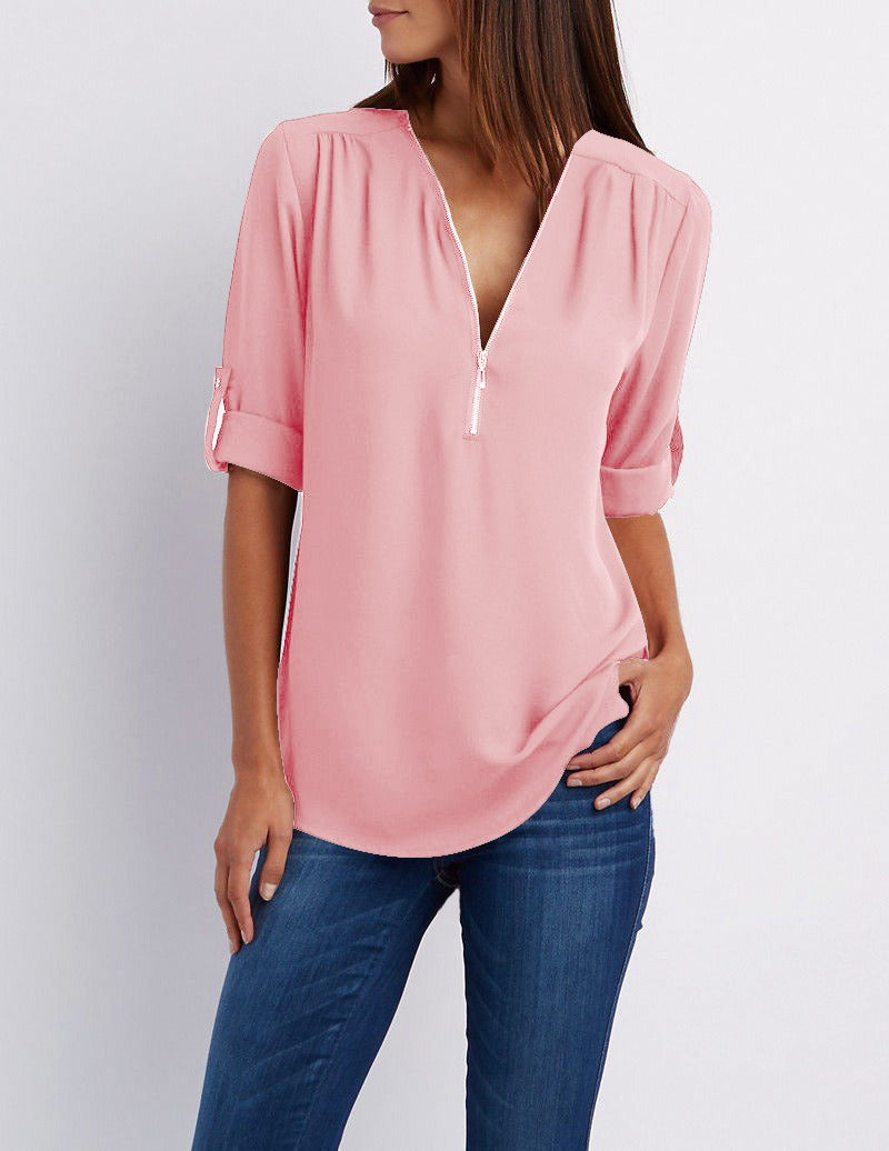 Breanna® | Chiffon Blouse With Zipper