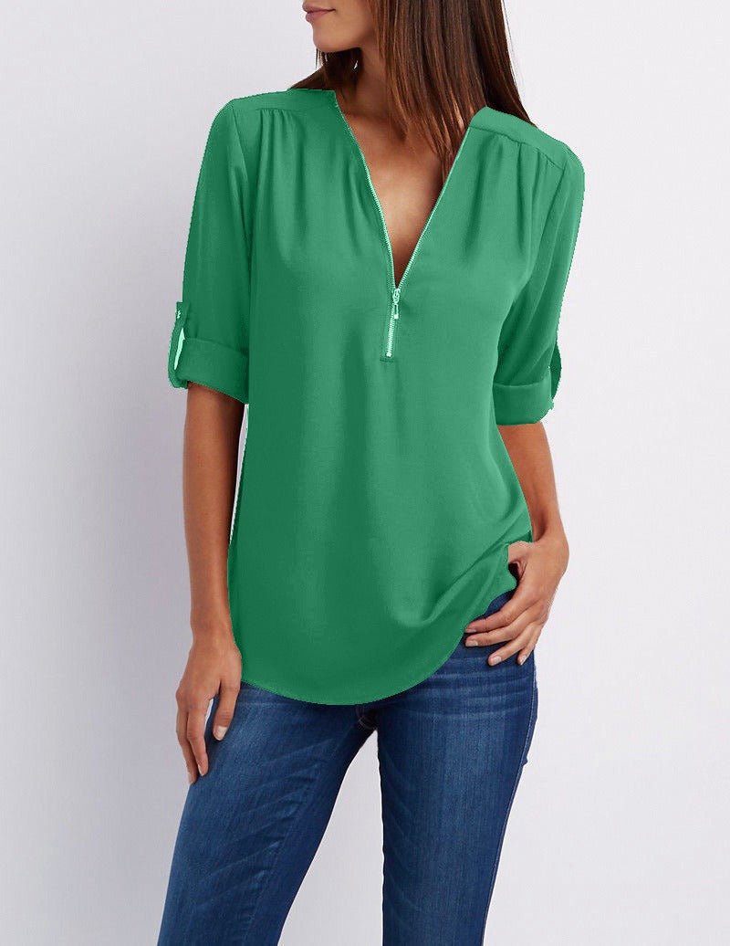 Breanna® | Chiffon Blouse With Zipper
