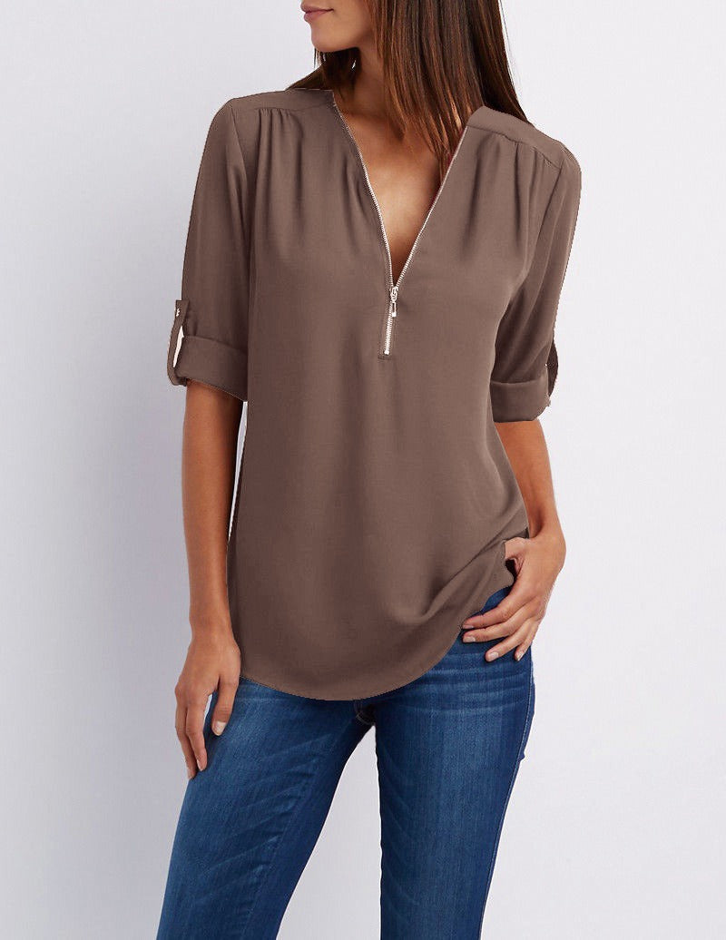 Breanna® | Chiffon Blouse With Zipper