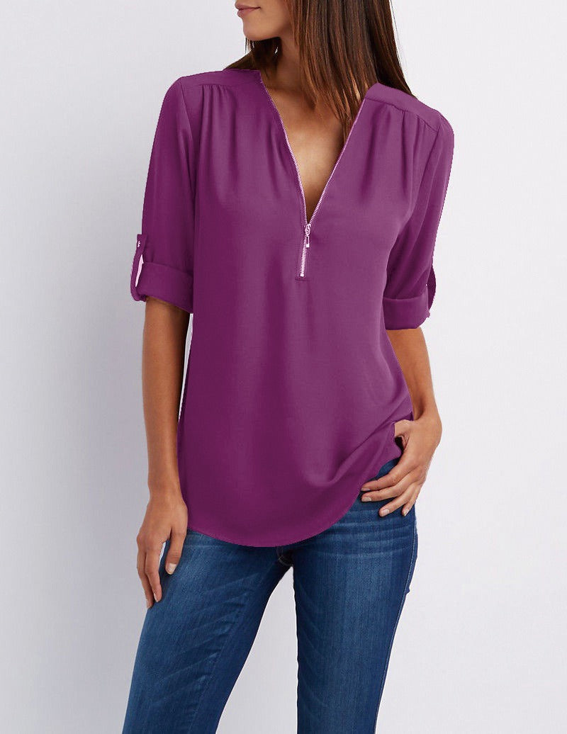 Breanna® | Chiffon Blouse With Zipper