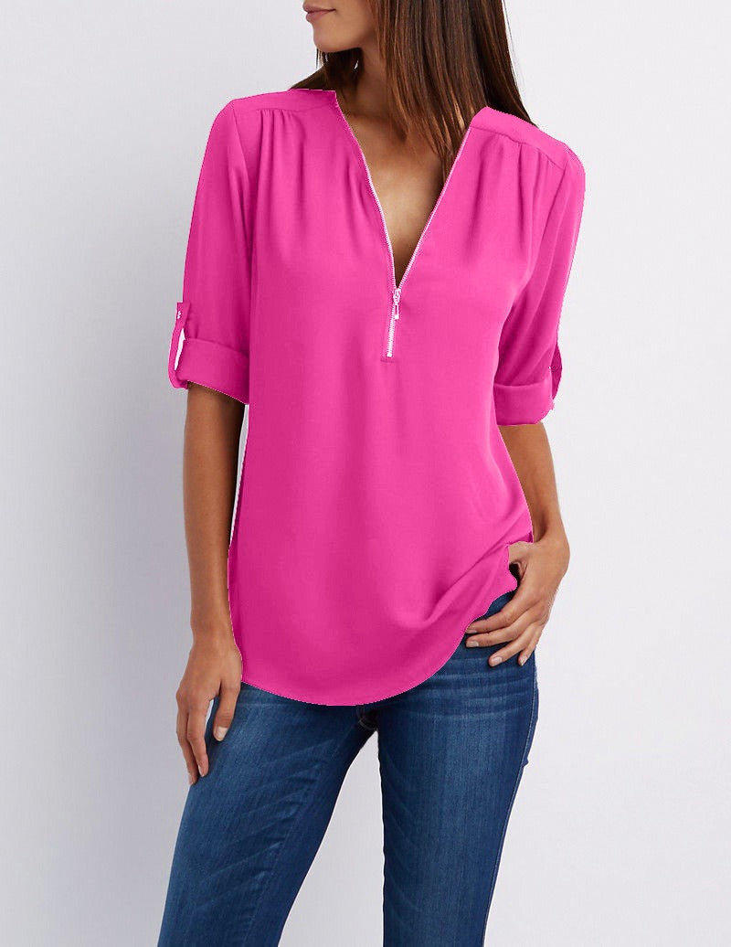 Breanna® | Chiffon Blouse With Zipper