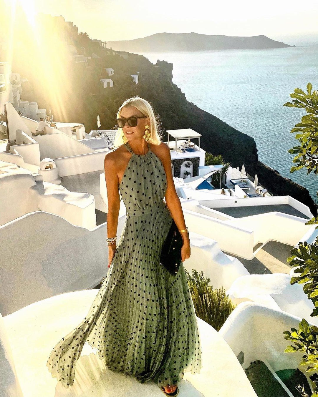 Cynthia® | Long beach dress with a modern collar, summery, sleeveless