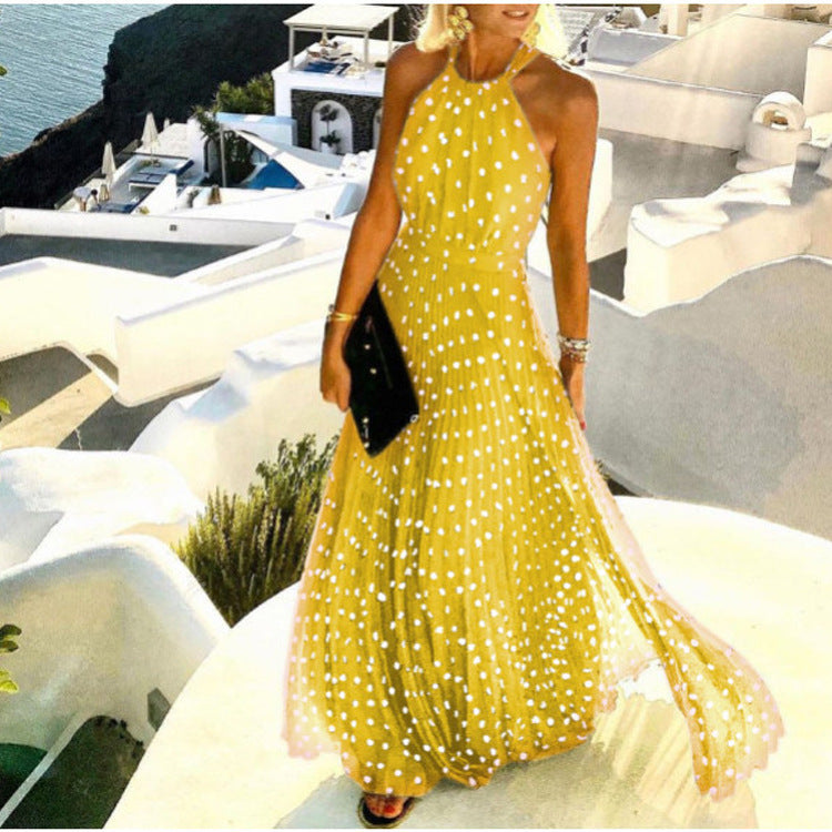 Cynthia® | Long beach dress with a modern collar, summery, sleeveless