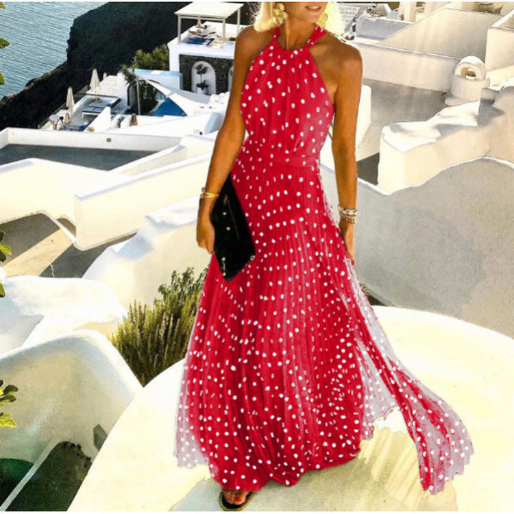 Cynthia® | Long beach dress with a modern collar, summery, sleeveless