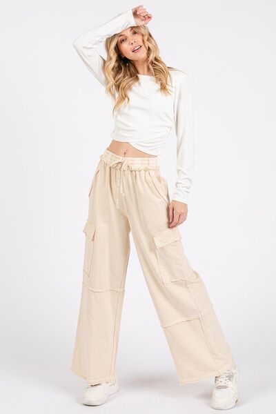 Catalina® | Wide-leg cargo pants with an elastic waistband