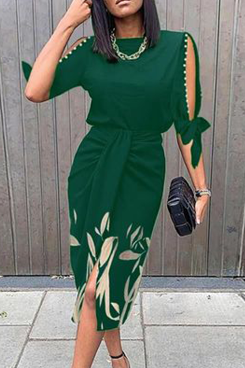 Amelia® | Printed dress with a high-waisted skirt