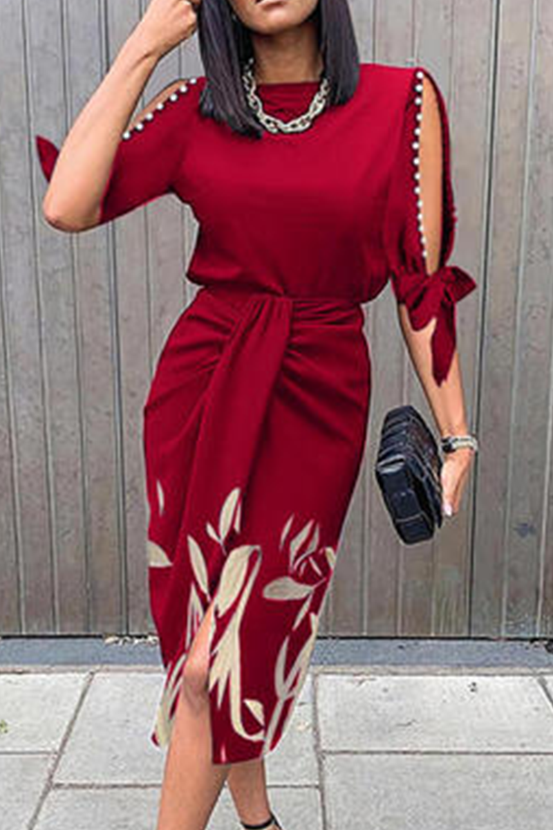 Amelia® | Printed dress with a high-waisted skirt