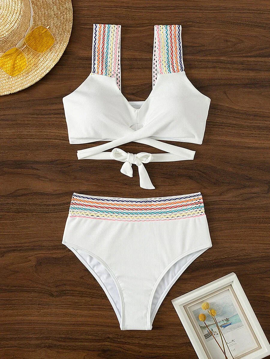 Angeline's® | Bikini with crossed shoulder straps and high waist