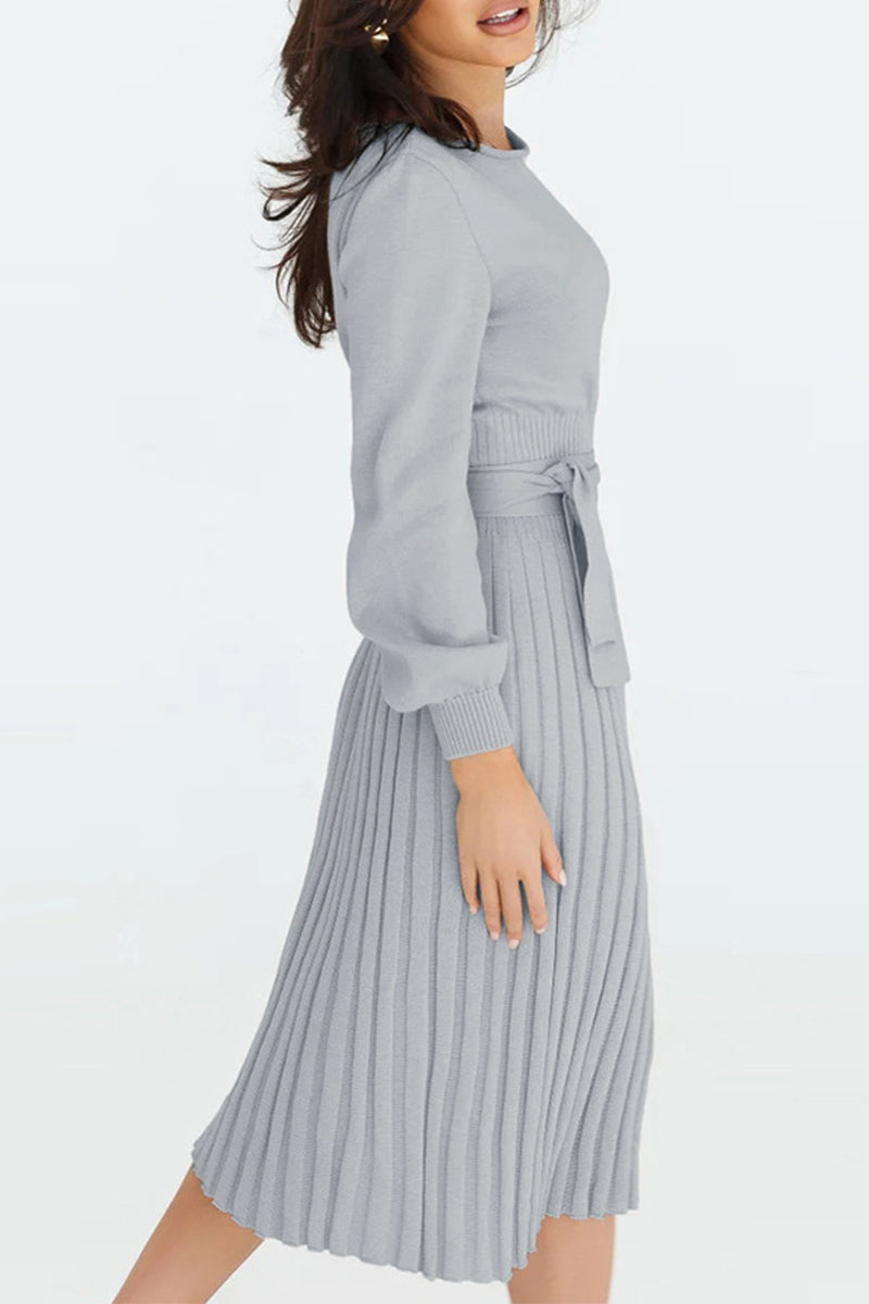 Antonia® | Dress Solid Bandage O-Neck One-Step Skirt