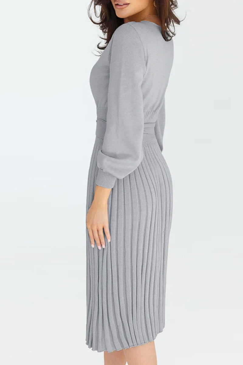 Antonia® | Dress Solid Bandage O-Neck One-Step Skirt