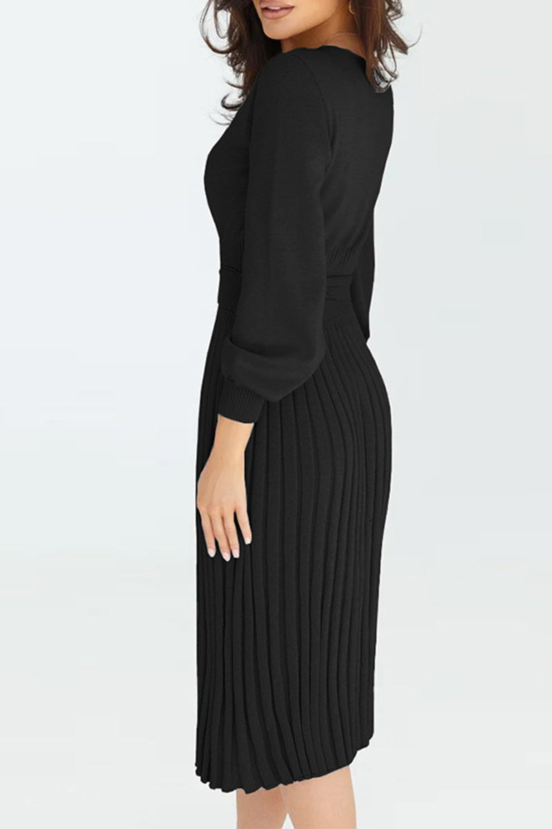 Antonia® | Dress Solid Bandage O-Neck One-Step Skirt