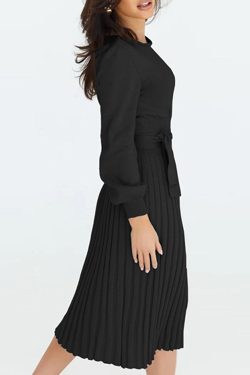 Antonia® | Dress Solid Bandage O-Neck One-Step Skirt