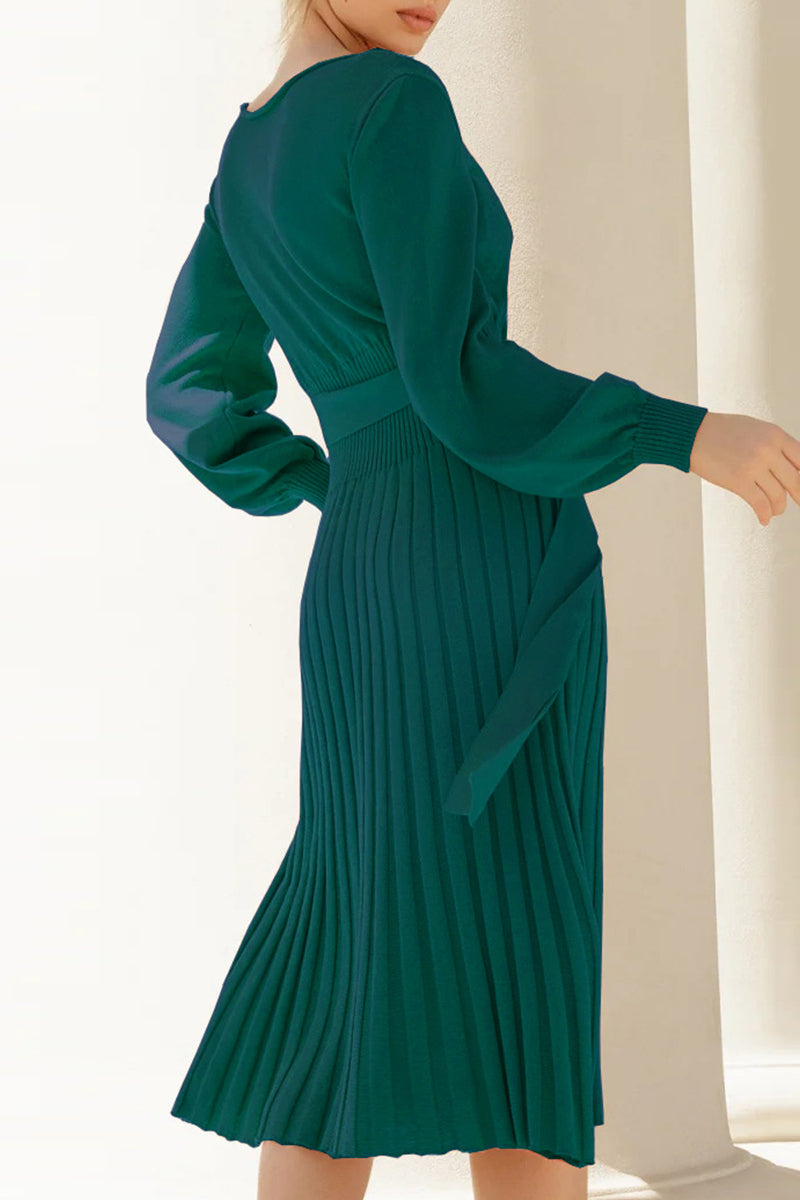 Antonia® | Dress Solid Bandage O-Neck One-Step Skirt