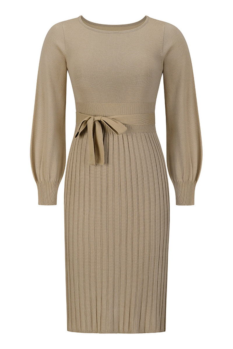 Antonia® | Dress Solid Bandage O-Neck One-Step Skirt
