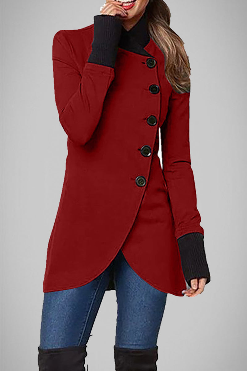 Barbara® | Elegant college outerwear with solid color buttons and POLO collar
