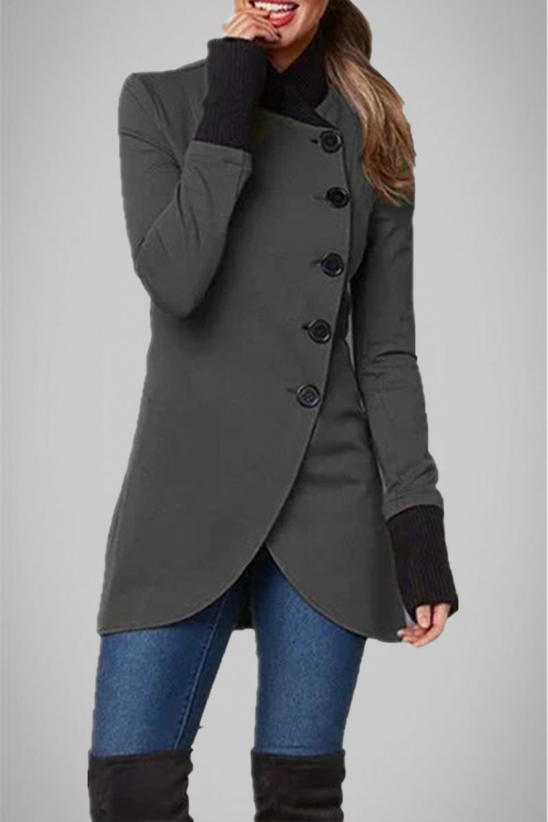 Barbara® | Elegant college outerwear with solid color buttons and POLO collar