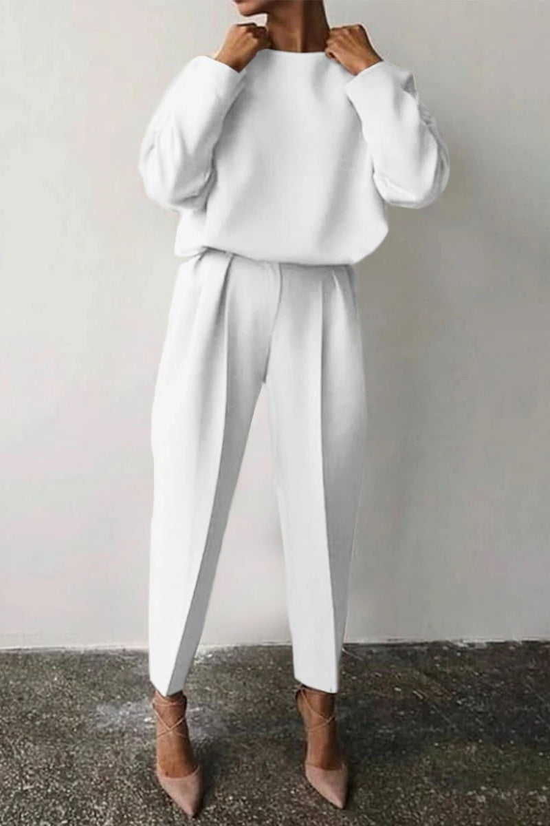 Consuelo | Casual solid color long sleeve O-neck two piece suits