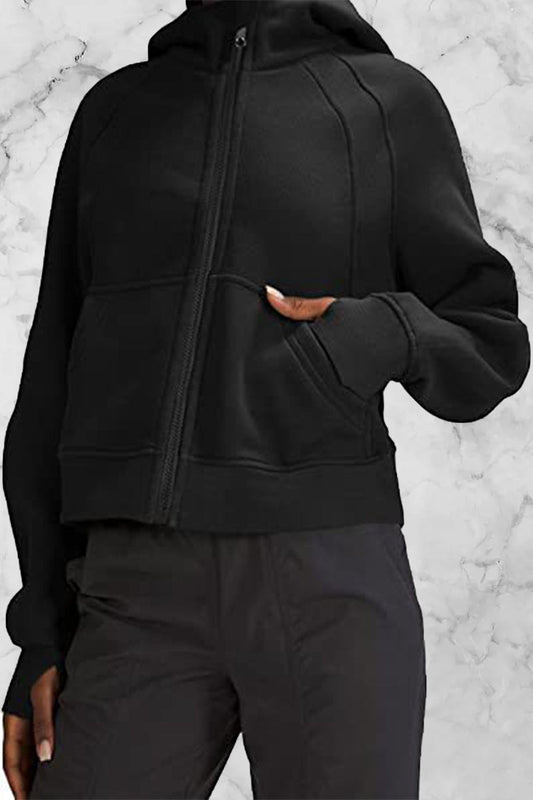 Amada | Street Solid Solid Color Tops with Hood and Collar