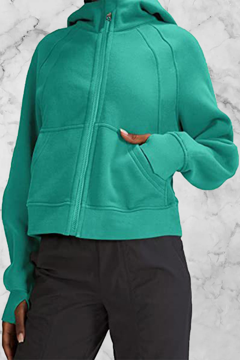 Amada | Street Solid Solid Color Tops with Hood and Collar