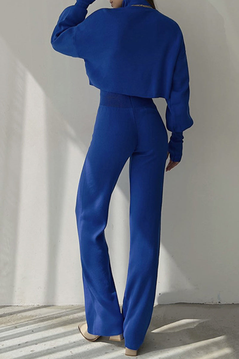 Elisa | Casual solid color turtleneck long sleeve two piece sweater