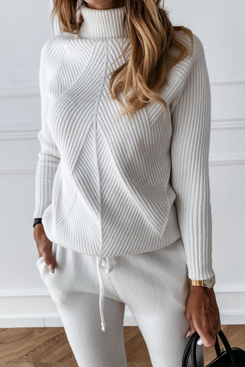 Basilisa | Casual solid color turtleneck long sleeve two piece sweater