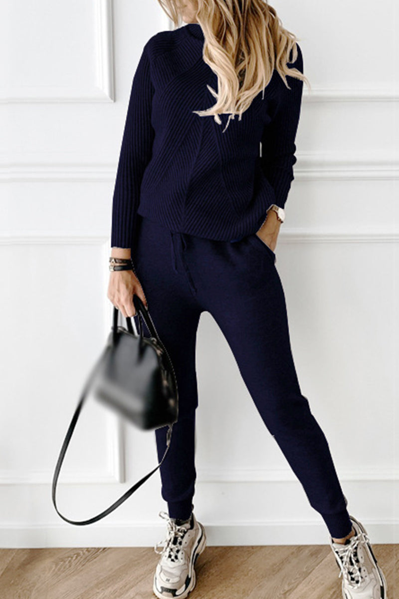 Basilisa | Casual solid color turtleneck long sleeve two piece sweater