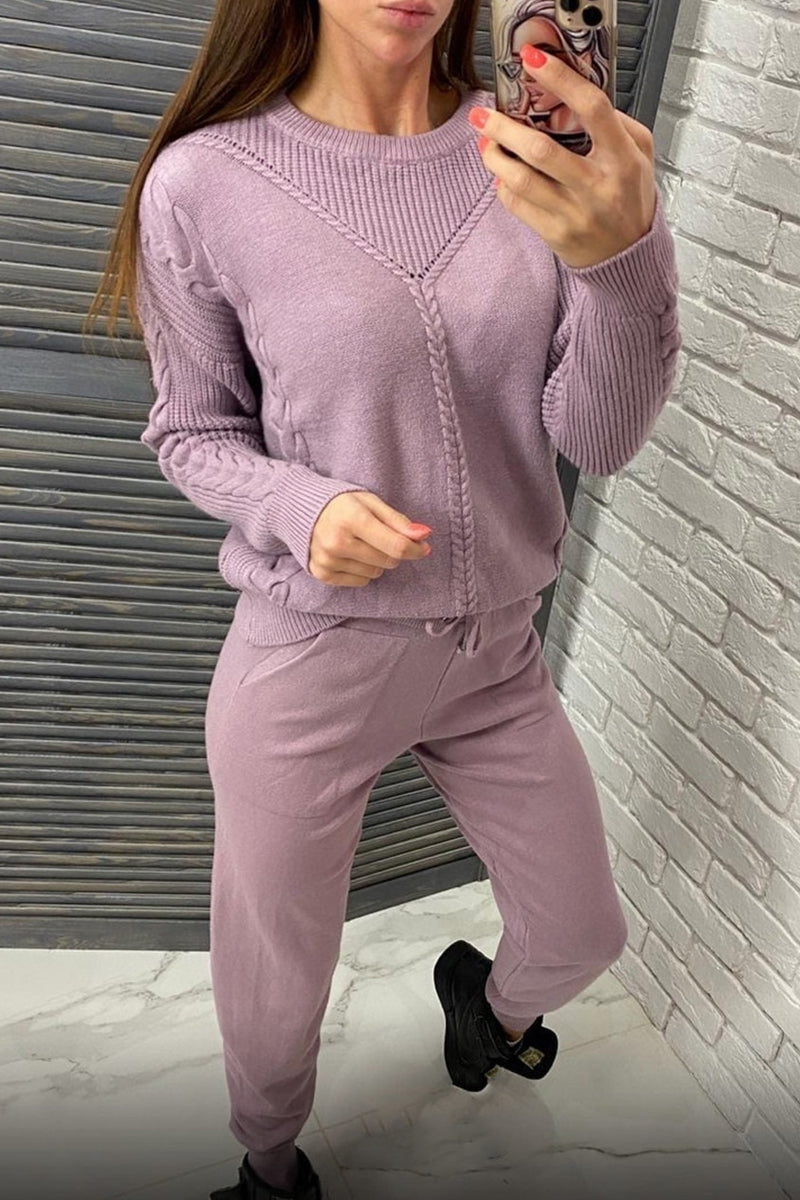 Celestina | Casual solid color O-neck long sleeve two piece suits