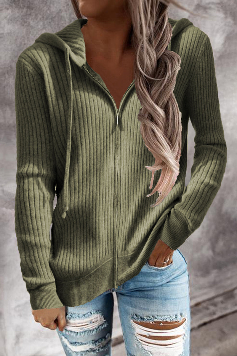 Cristina® | Casual cardigans with zip and hooded collar