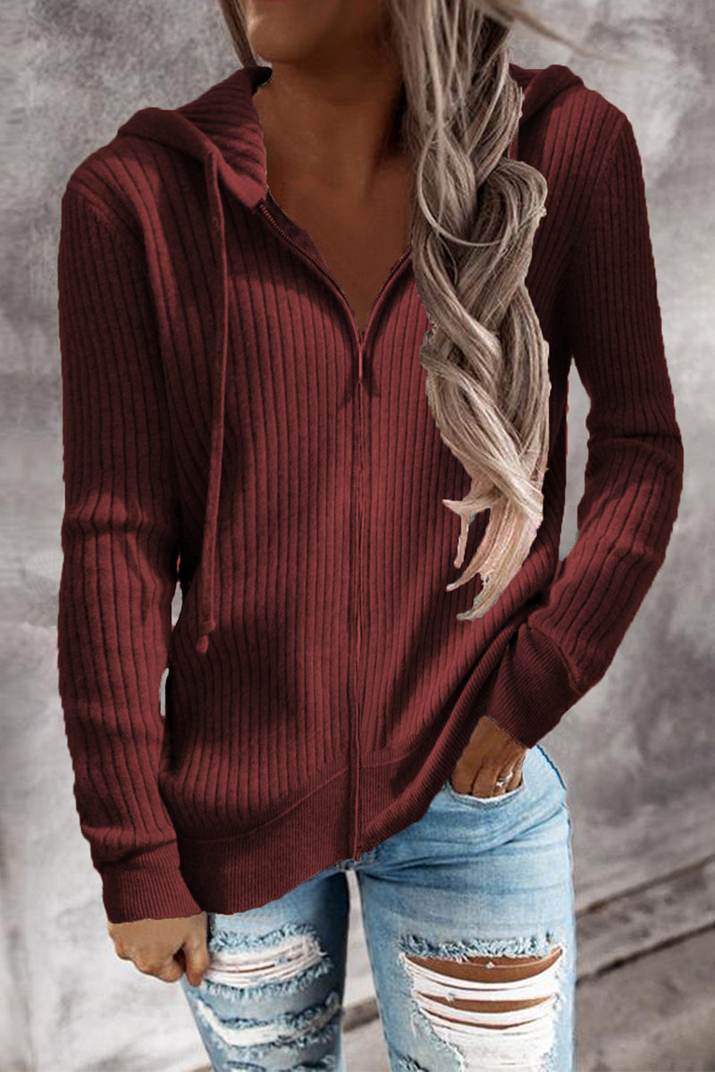 Cristina® | Casual cardigans with zip and hooded collar