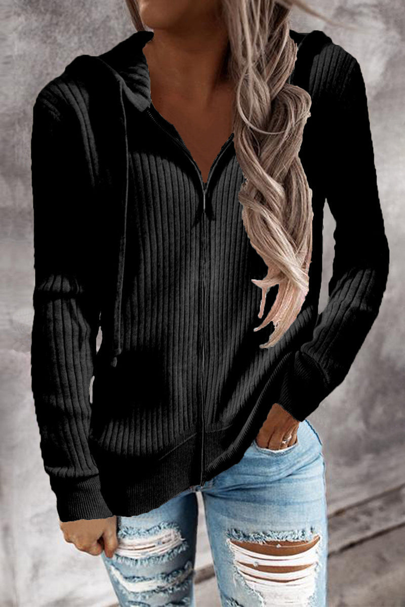 Cristina® | Casual cardigans with zip and hooded collar