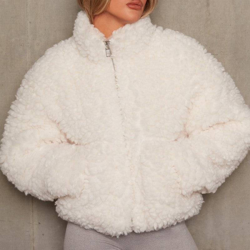 Consuelo® | Casual solid patchwork basic outerwear with zip collar