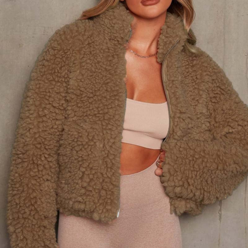 Consuelo® | Casual solid patchwork basic outerwear with zip collar