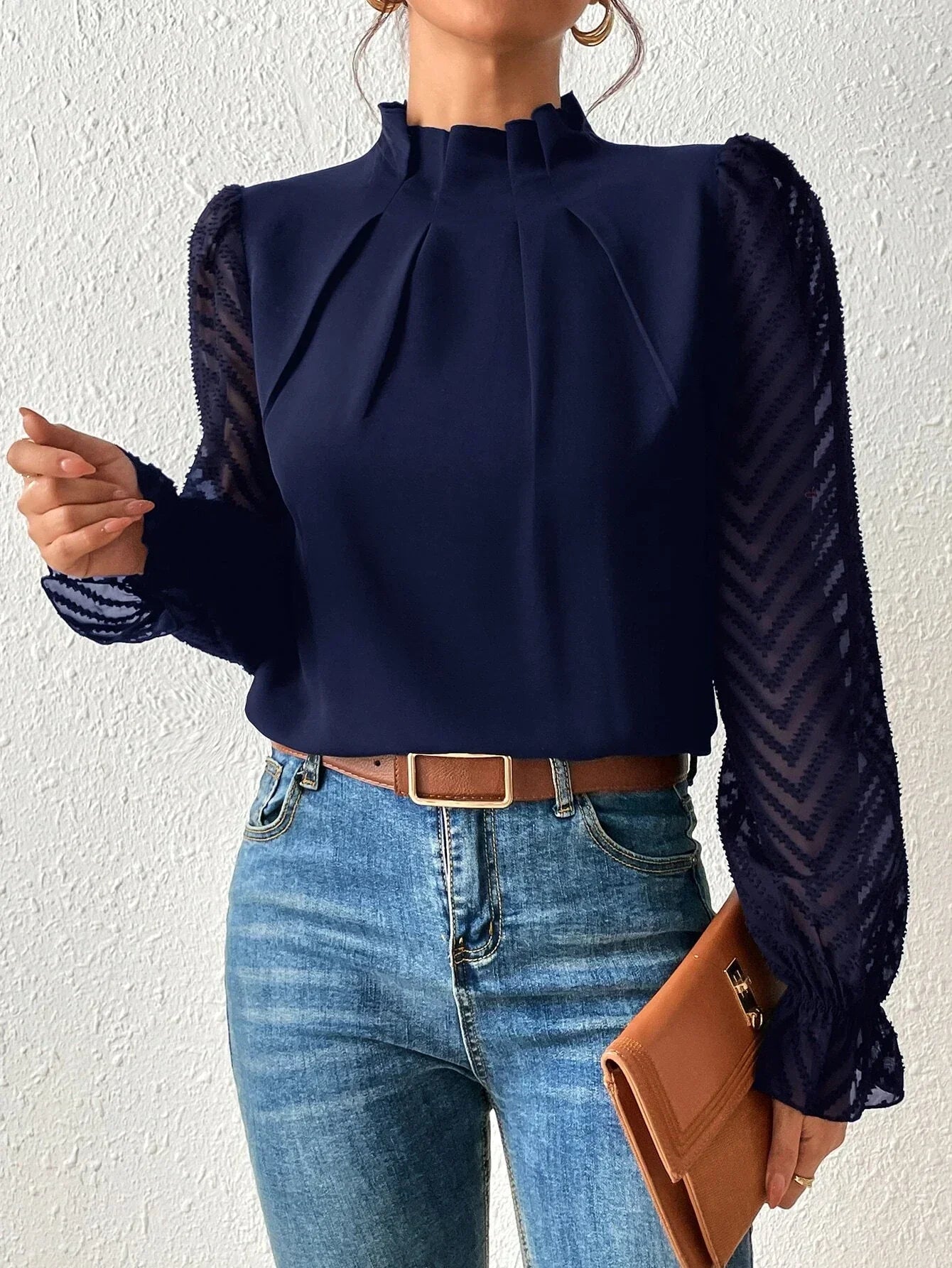 Cristina® | Coastal blouse with lace sleeves