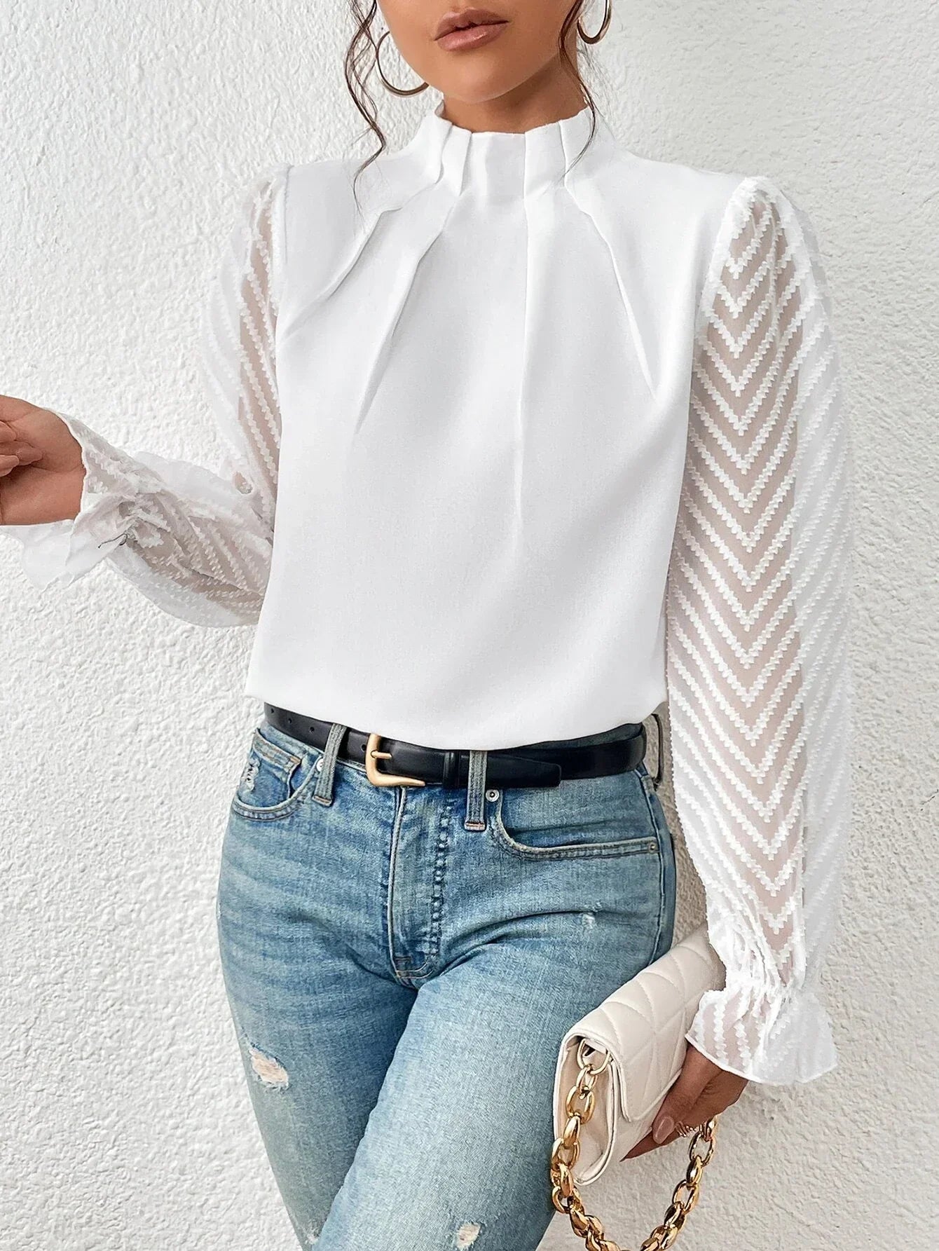 Cristina® | Coastal blouse with lace sleeves