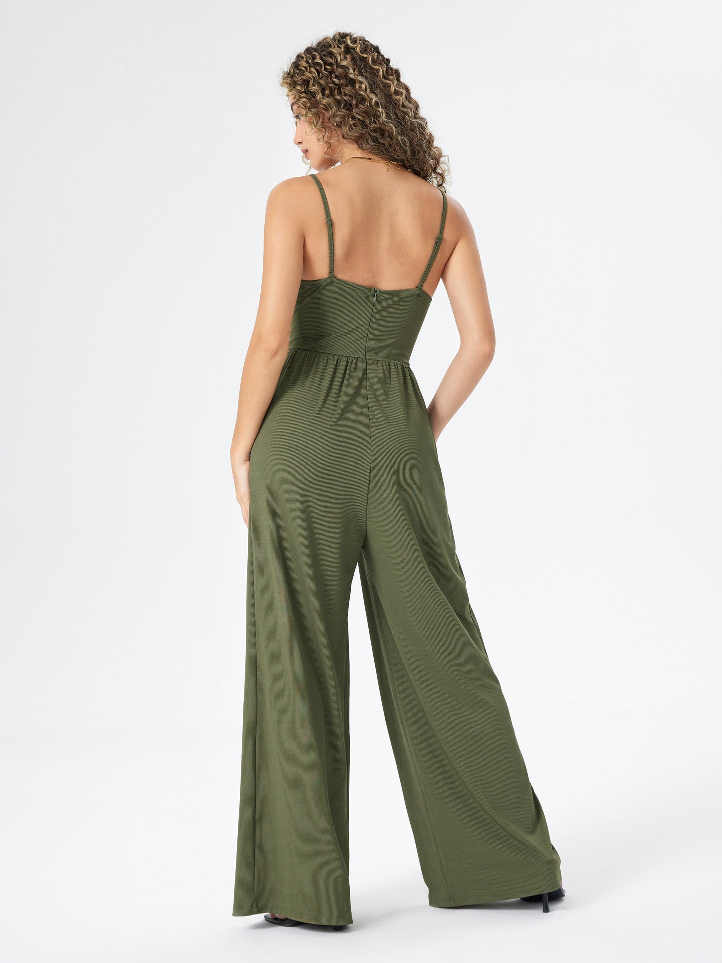 Brigitte® | Wide leg V-neck jumpsuit
