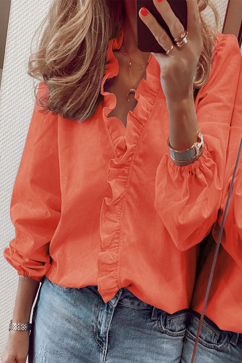 Buchmann® | Blouse With Long Sleeves, V-Neck And Ruffles